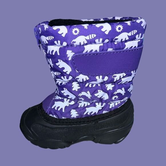 KAMIK Toddler Infant Zip Front Forest Animal Print Purple Boots Size 5 6 - Picture 4 of 6